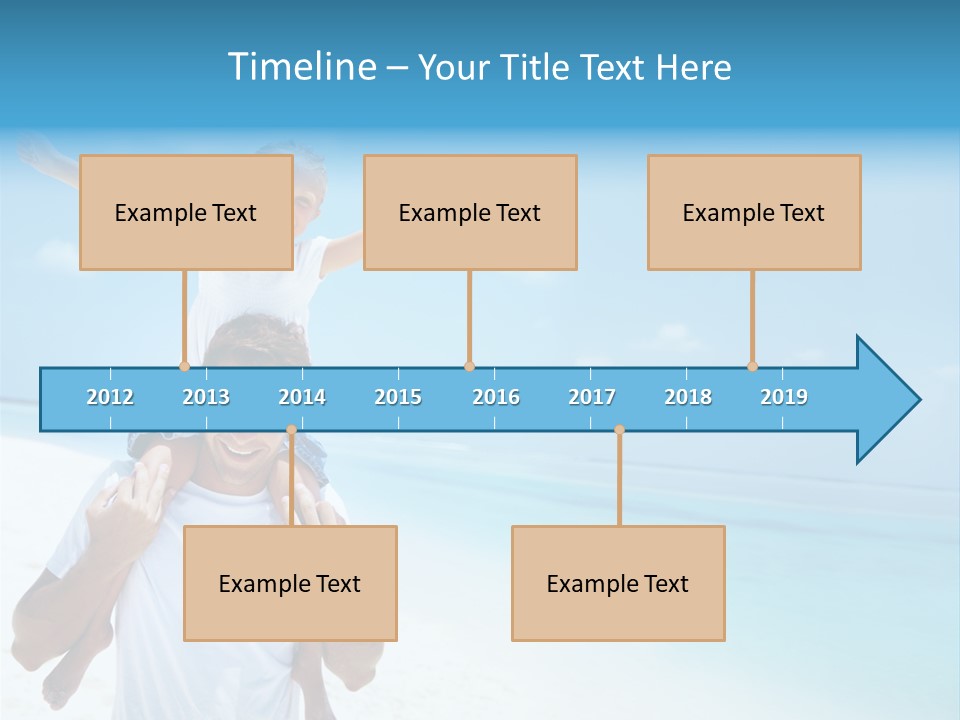 A Man Carrying A Child On His Shoulders On The Beach PowerPoint Template