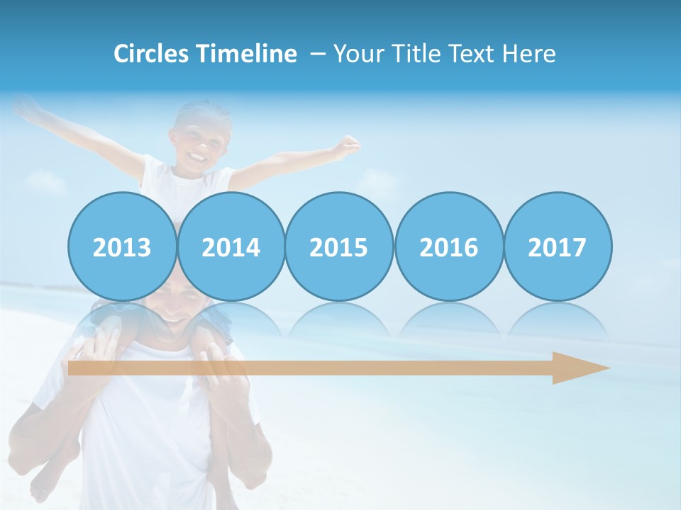 A Man Carrying A Child On His Shoulders On The Beach PowerPoint Template