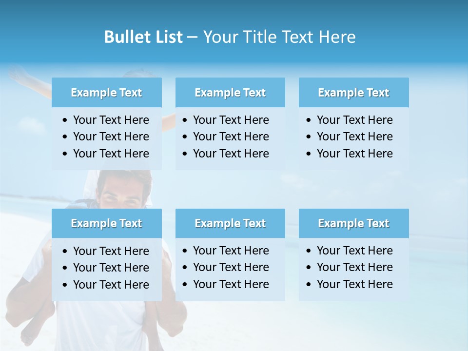 A Man Carrying A Child On His Shoulders On The Beach PowerPoint Template