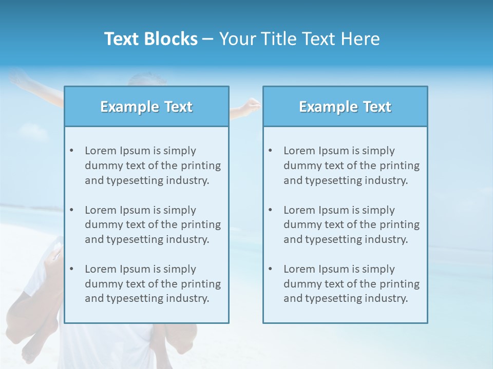 A Man Carrying A Child On His Shoulders On The Beach PowerPoint Template