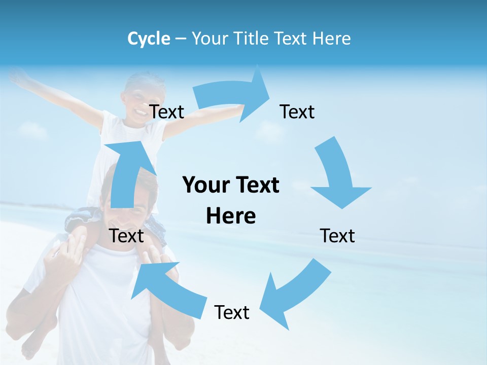 A Man Carrying A Child On His Shoulders On The Beach PowerPoint Template