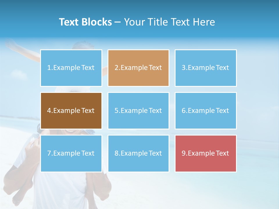 A Man Carrying A Child On His Shoulders On The Beach PowerPoint Template