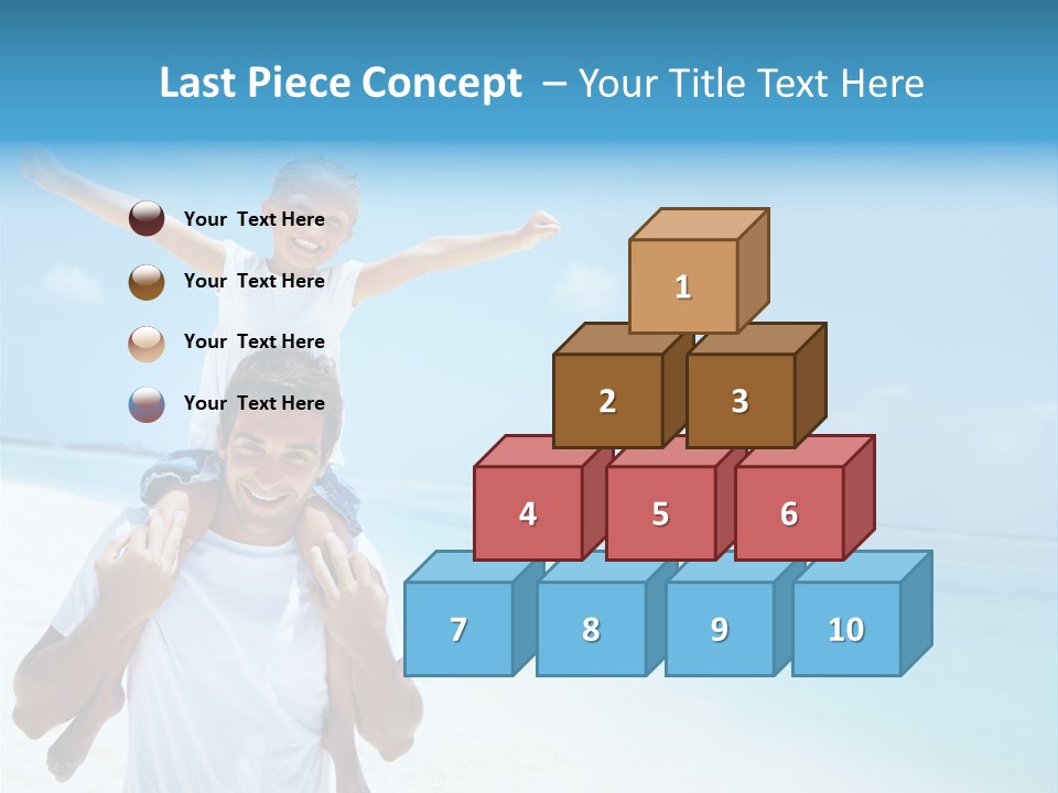 A Man Carrying A Child On His Shoulders On The Beach PowerPoint Template