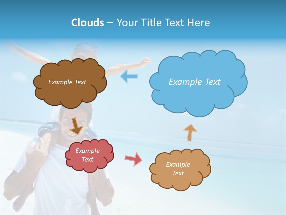 A Man Carrying A Child On His Shoulders On The Beach PowerPoint Template