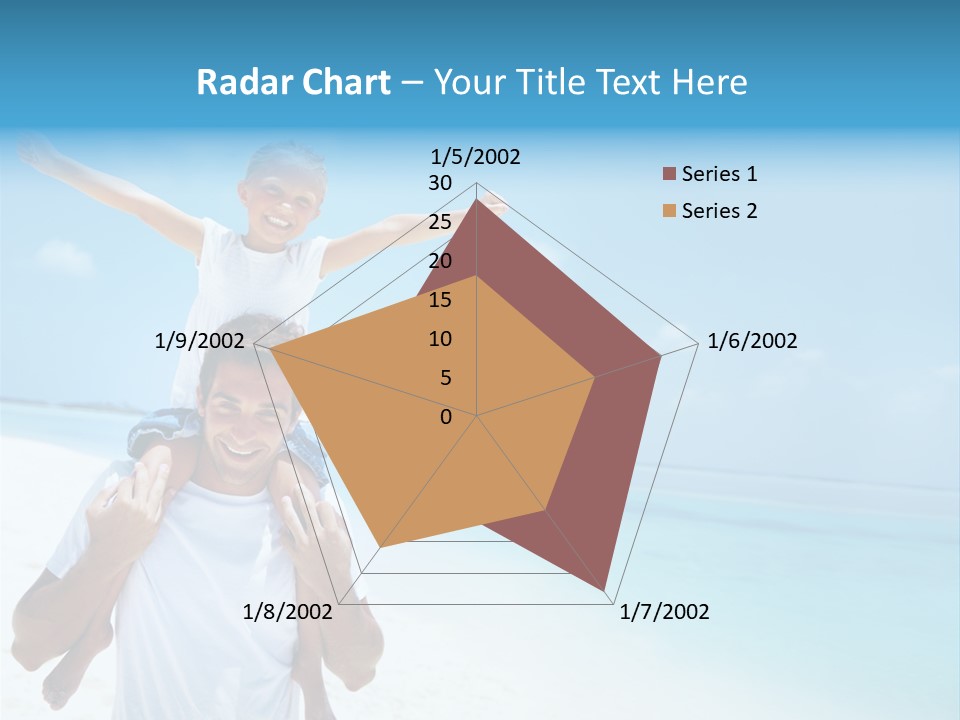 A Man Carrying A Child On His Shoulders On The Beach PowerPoint Template