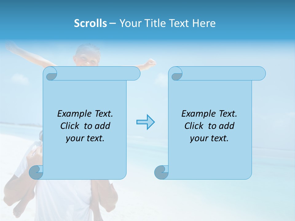 A Man Carrying A Child On His Shoulders On The Beach PowerPoint Template