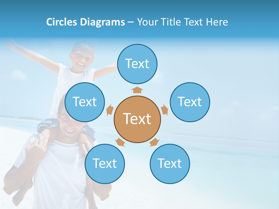 A Man Carrying A Child On His Shoulders On The Beach PowerPoint Template