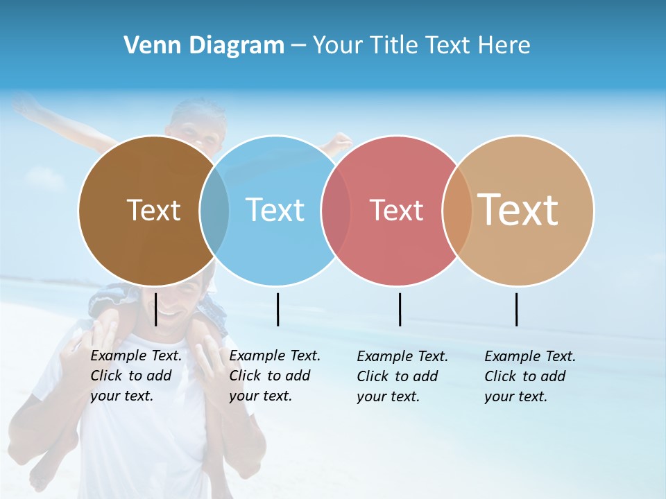 A Man Carrying A Child On His Shoulders On The Beach PowerPoint Template