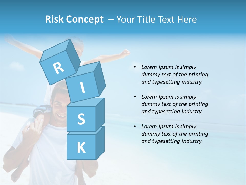 A Man Carrying A Child On His Shoulders On The Beach PowerPoint Template