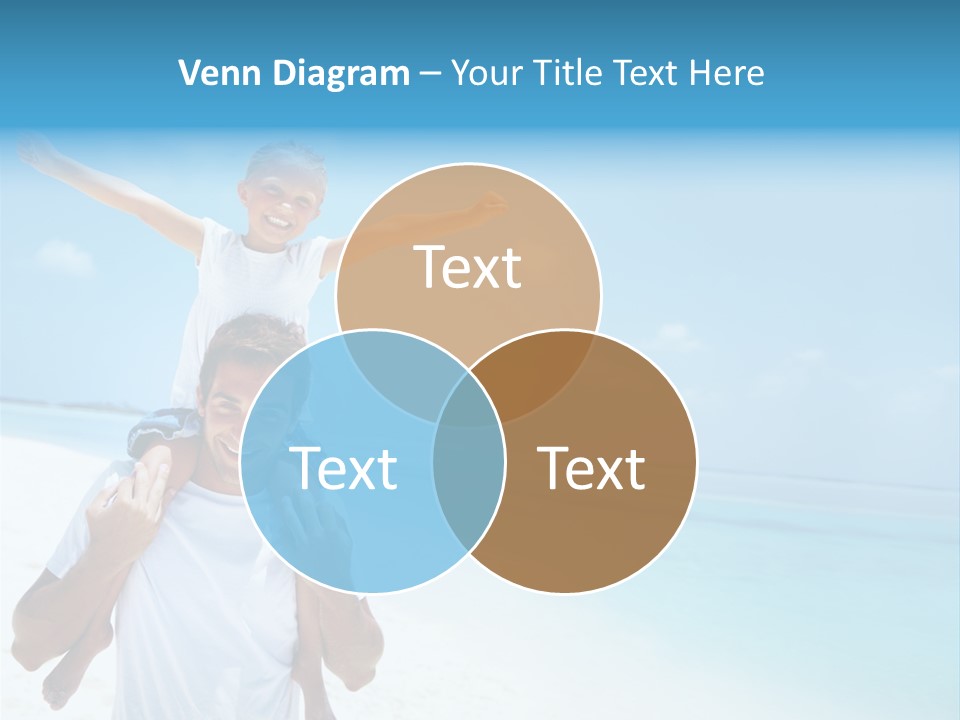 A Man Carrying A Child On His Shoulders On The Beach PowerPoint Template