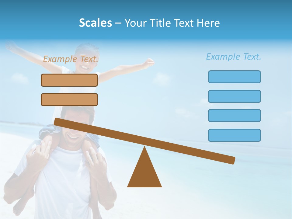 A Man Carrying A Child On His Shoulders On The Beach PowerPoint Template