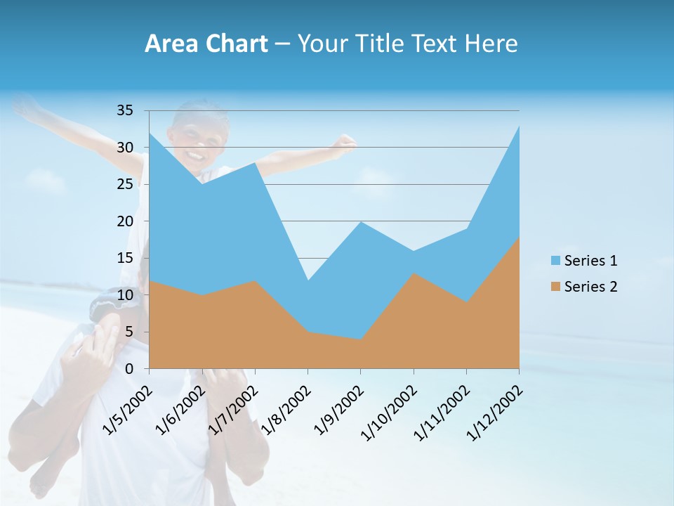 A Man Carrying A Child On His Shoulders On The Beach PowerPoint Template