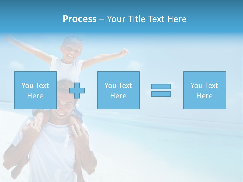 A Man Carrying A Child On His Shoulders On The Beach PowerPoint Template