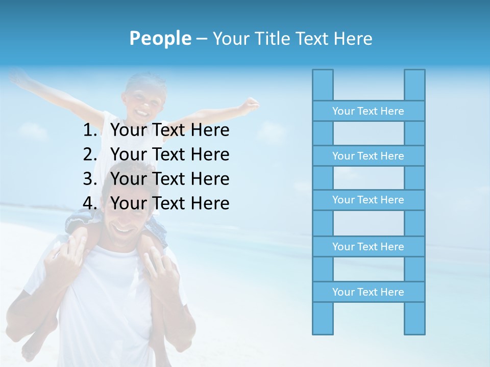 A Man Carrying A Child On His Shoulders On The Beach PowerPoint Template
