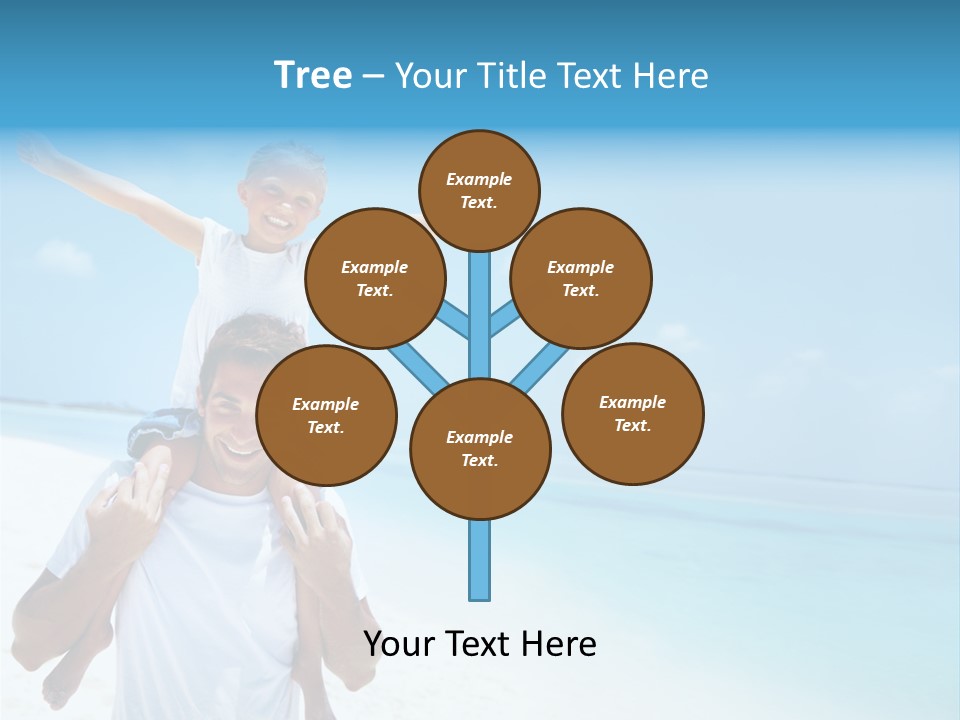 A Man Carrying A Child On His Shoulders On The Beach PowerPoint Template