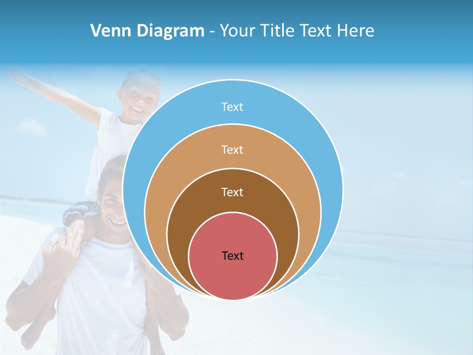 A Man Carrying A Child On His Shoulders On The Beach PowerPoint Template