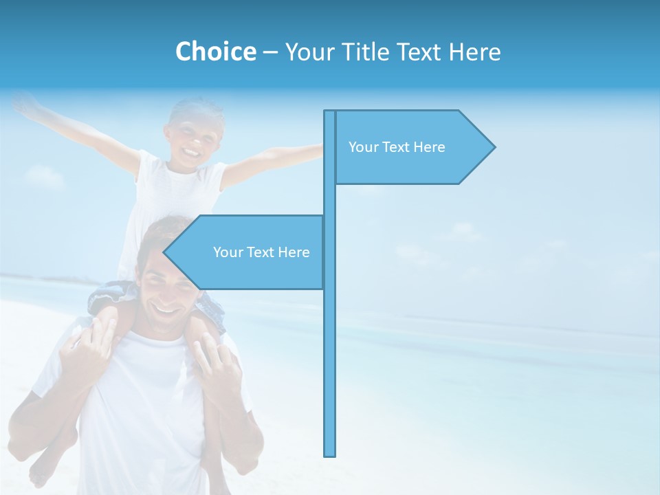 A Man Carrying A Child On His Shoulders On The Beach PowerPoint Template