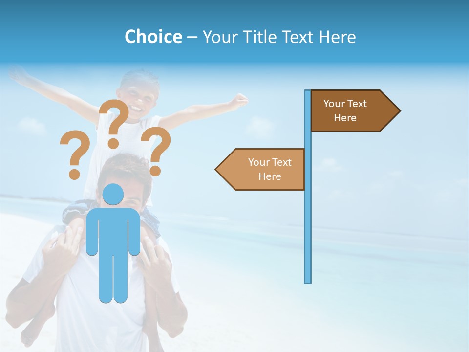 A Man Carrying A Child On His Shoulders On The Beach PowerPoint Template