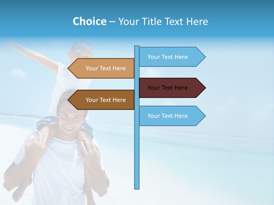 A Man Carrying A Child On His Shoulders On The Beach PowerPoint Template