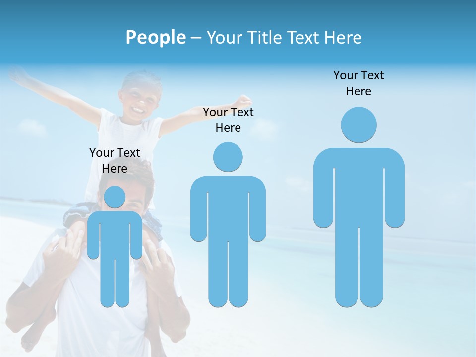 A Man Carrying A Child On His Shoulders On The Beach PowerPoint Template