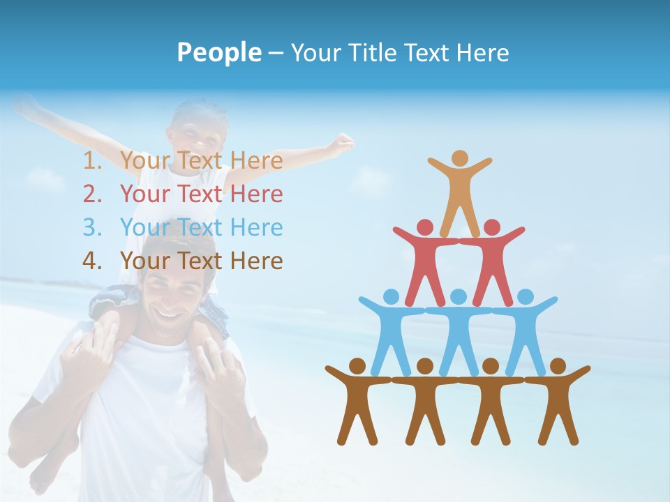 A Man Carrying A Child On His Shoulders On The Beach PowerPoint Template