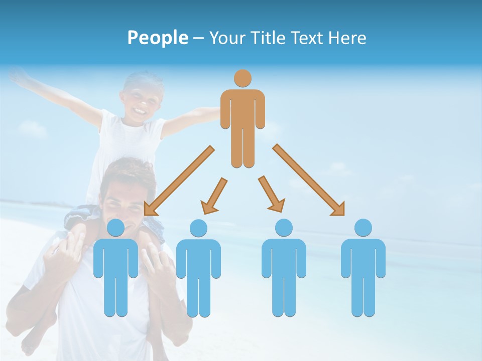 A Man Carrying A Child On His Shoulders On The Beach PowerPoint Template