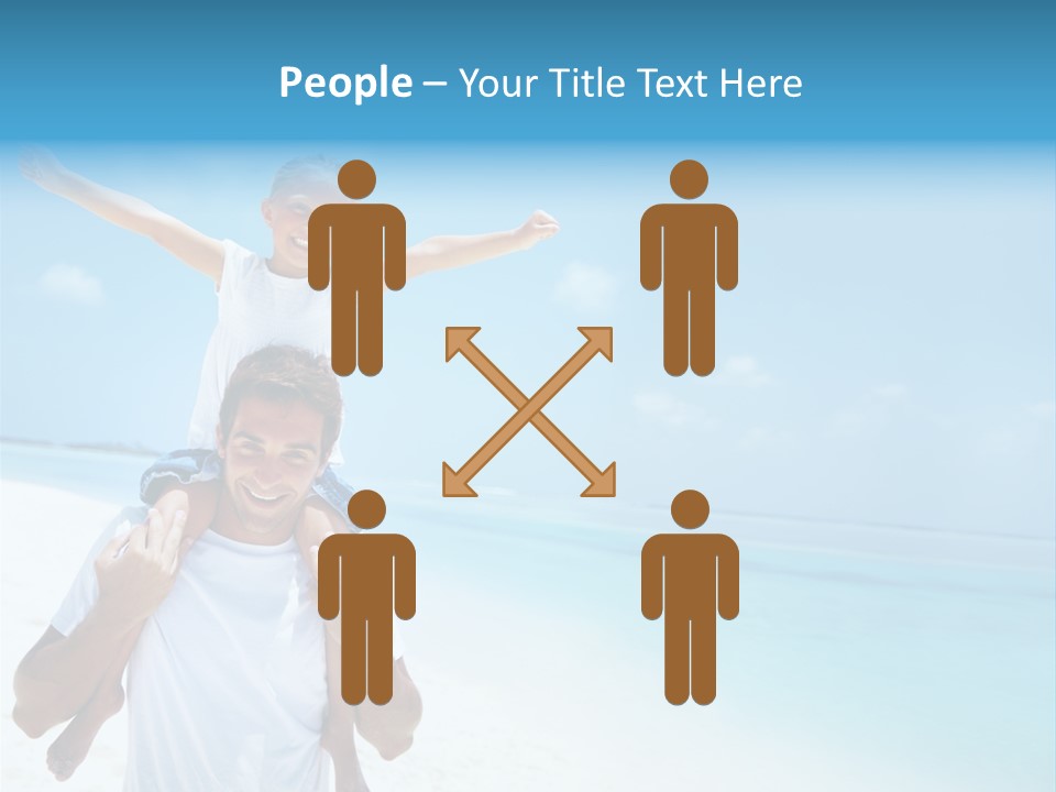 A Man Carrying A Child On His Shoulders On The Beach PowerPoint Template