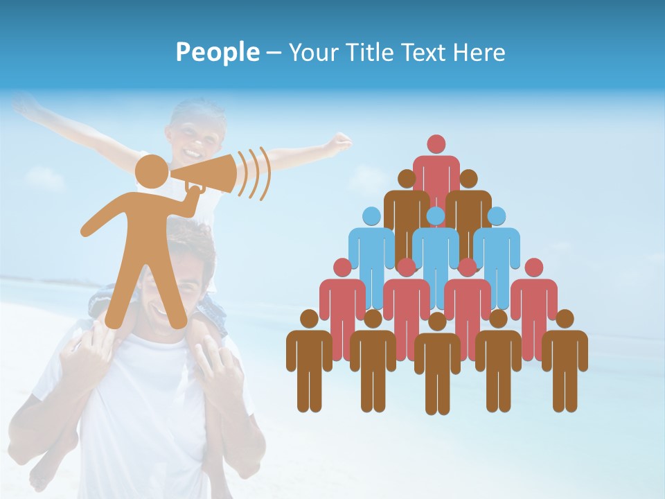 A Man Carrying A Child On His Shoulders On The Beach PowerPoint Template