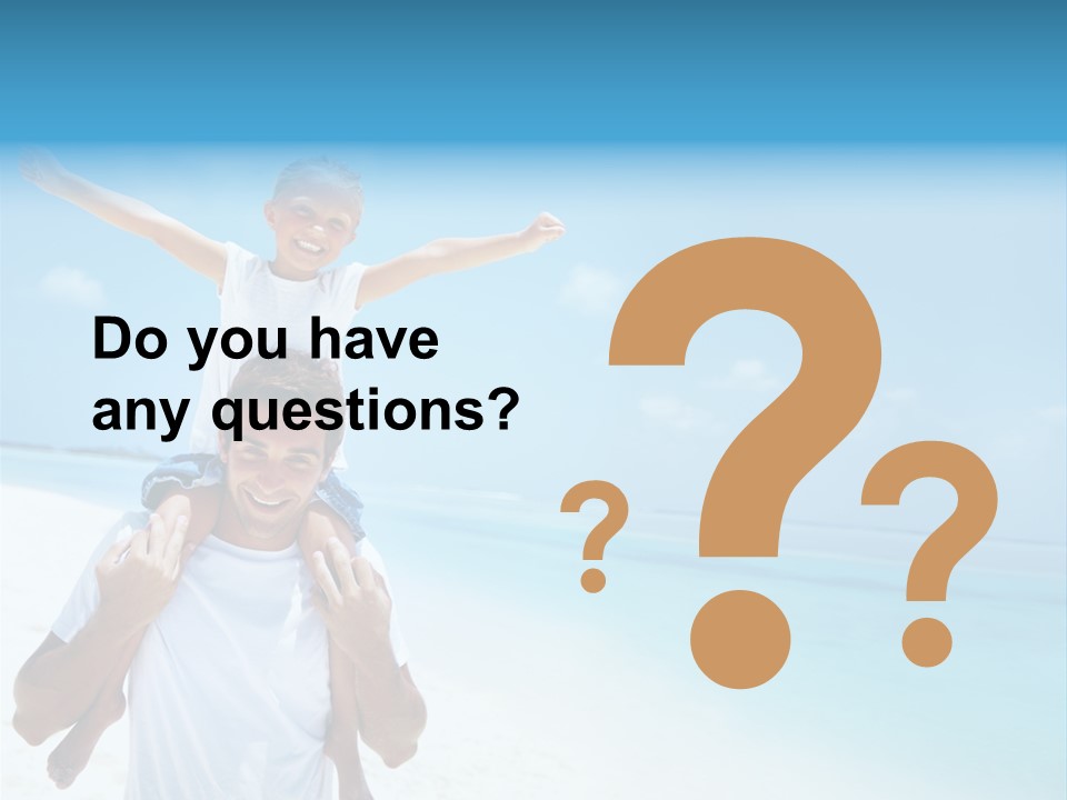 A Man Carrying A Child On His Shoulders On The Beach PowerPoint Template