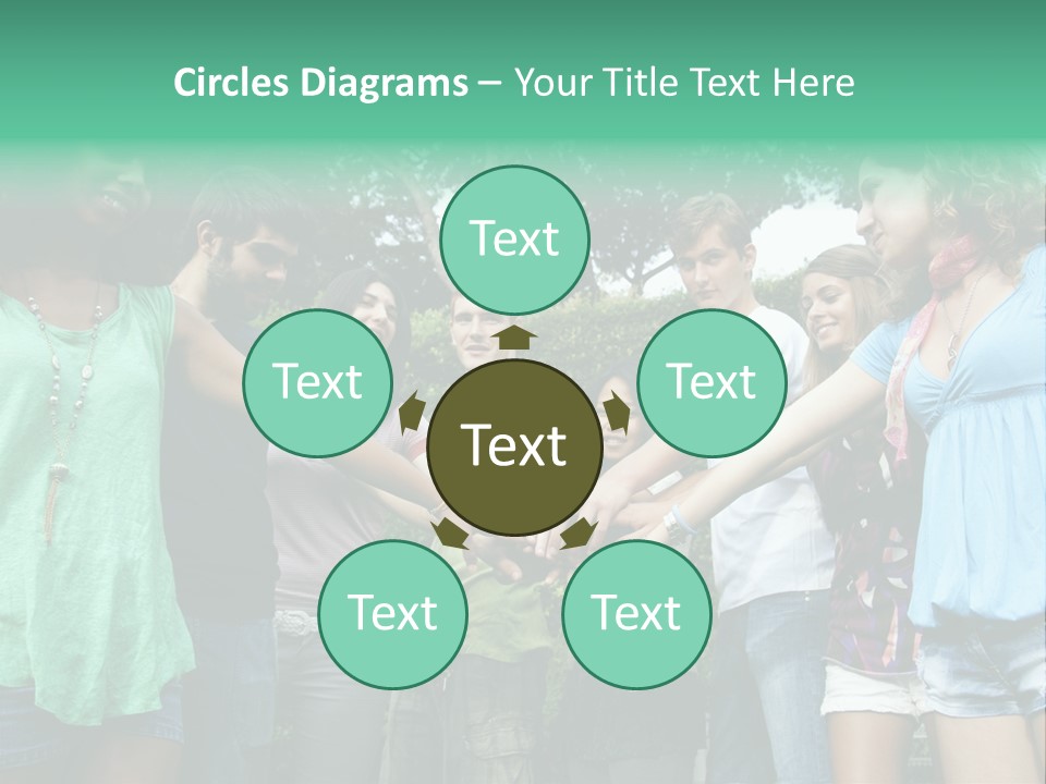 A Group Of People Holding Hands In A Circle PowerPoint Template