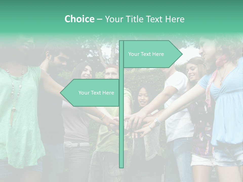 A Group Of People Holding Hands In A Circle PowerPoint Template