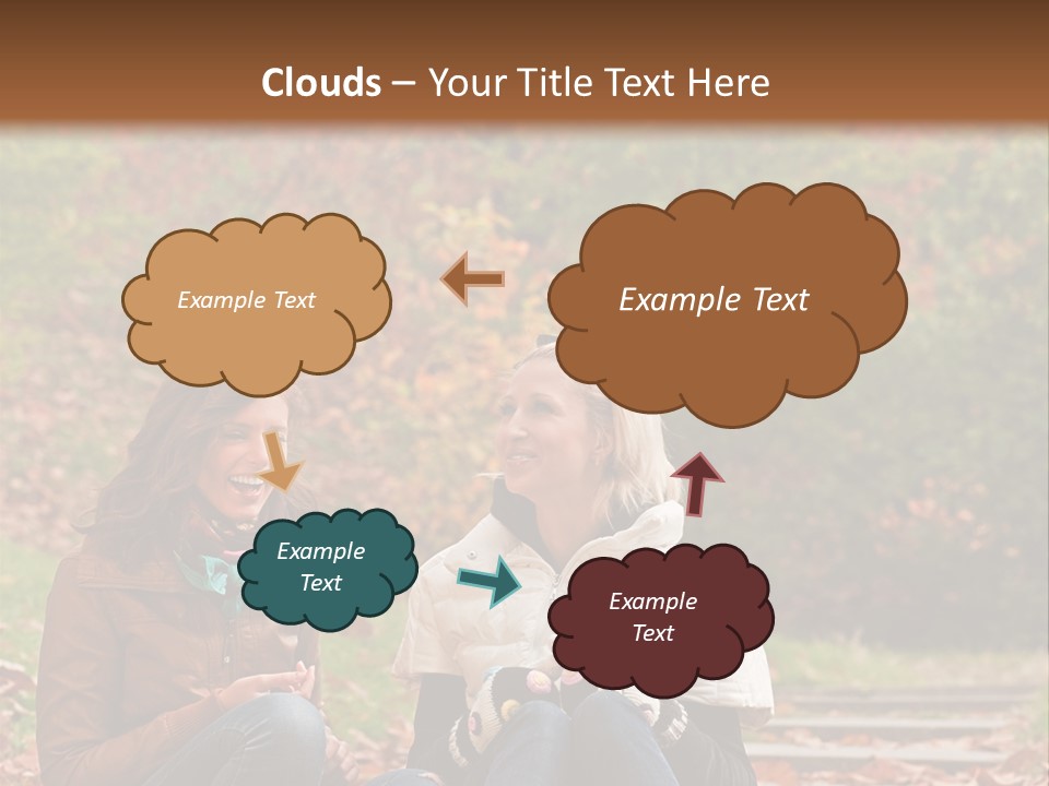 Two Women Sitting On The Ground Talking To Each Other PowerPoint Template