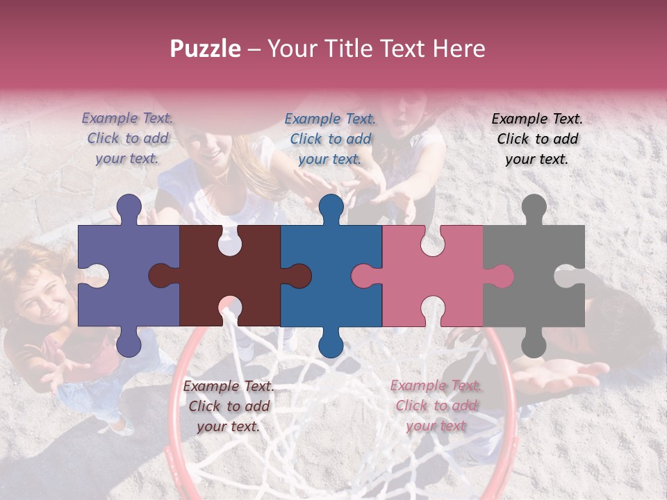 A Group Of Kids Playing Basketball In The Sand PowerPoint Template