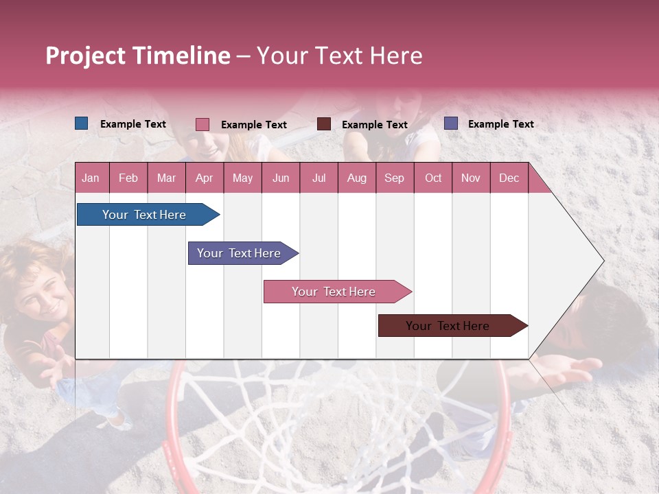 A Group Of Kids Playing Basketball In The Sand PowerPoint Template