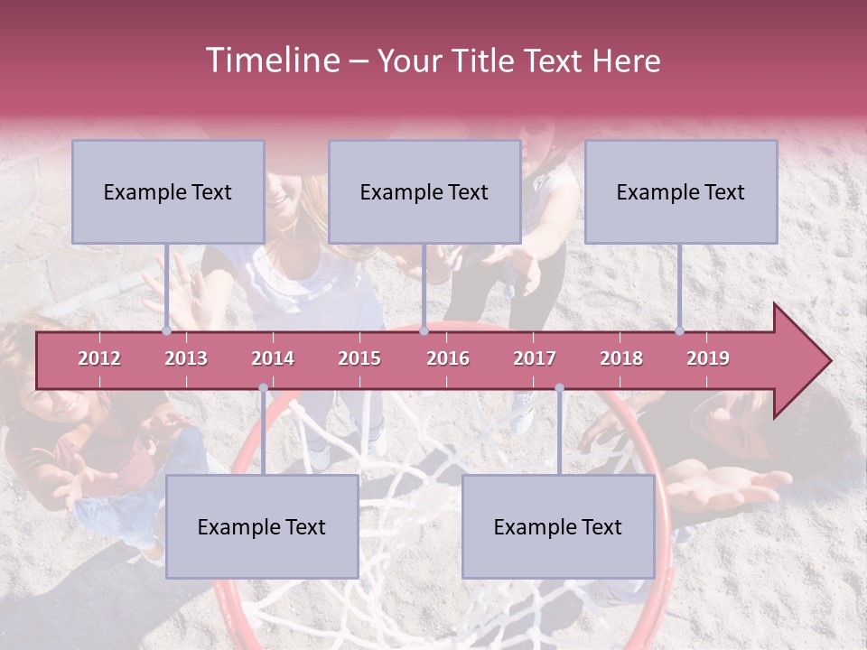 A Group Of Kids Playing Basketball In The Sand PowerPoint Template