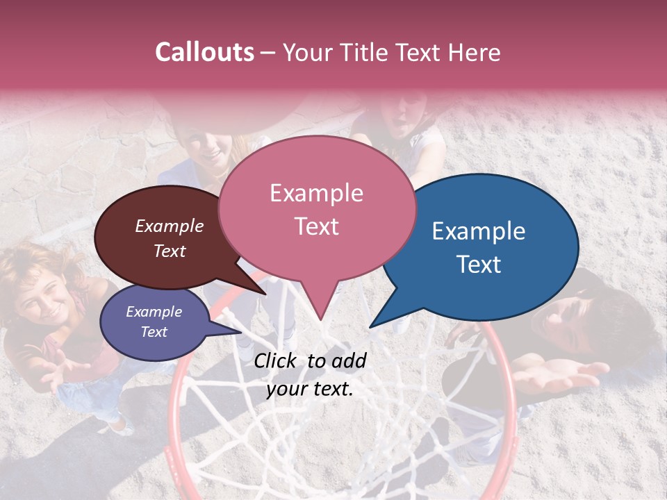 A Group Of Kids Playing Basketball In The Sand PowerPoint Template