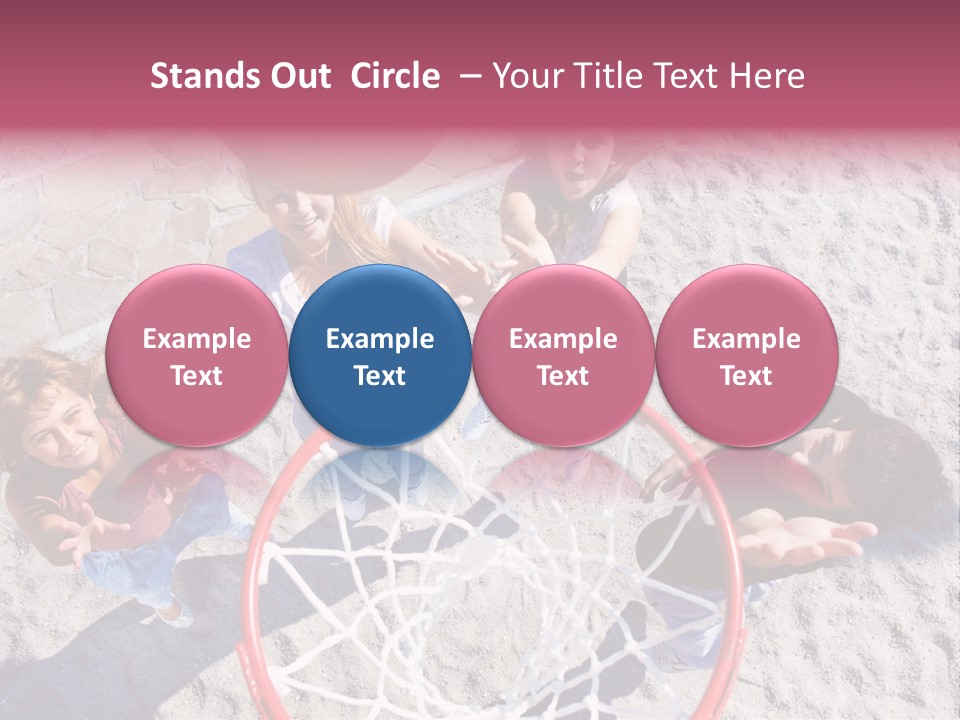 A Group Of Kids Playing Basketball In The Sand PowerPoint Template