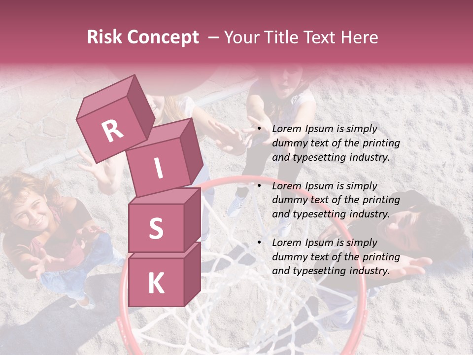 A Group Of Kids Playing Basketball In The Sand PowerPoint Template