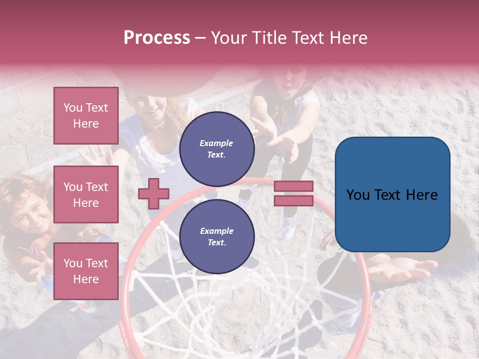 A Group Of Kids Playing Basketball In The Sand PowerPoint Template