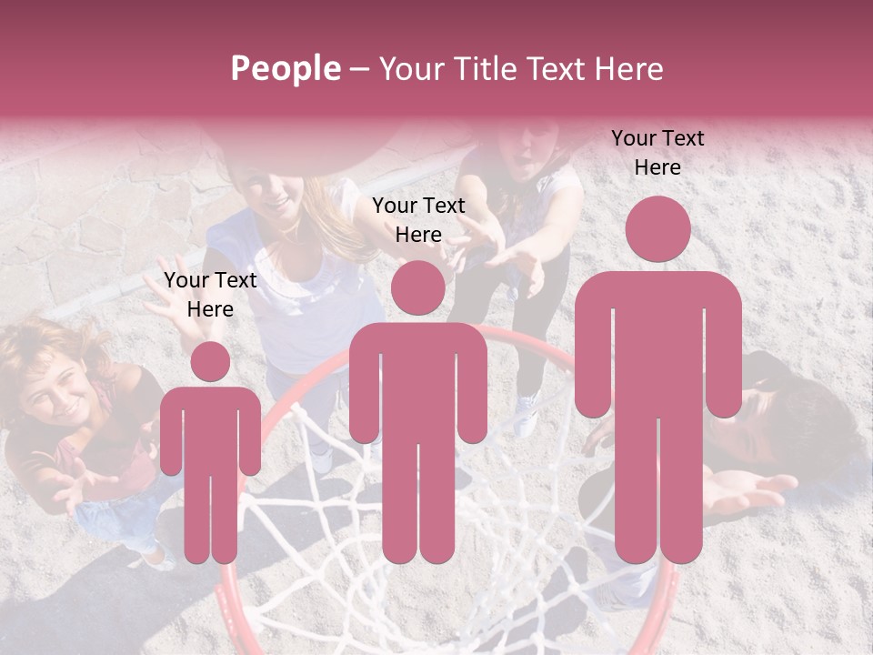 A Group Of Kids Playing Basketball In The Sand PowerPoint Template