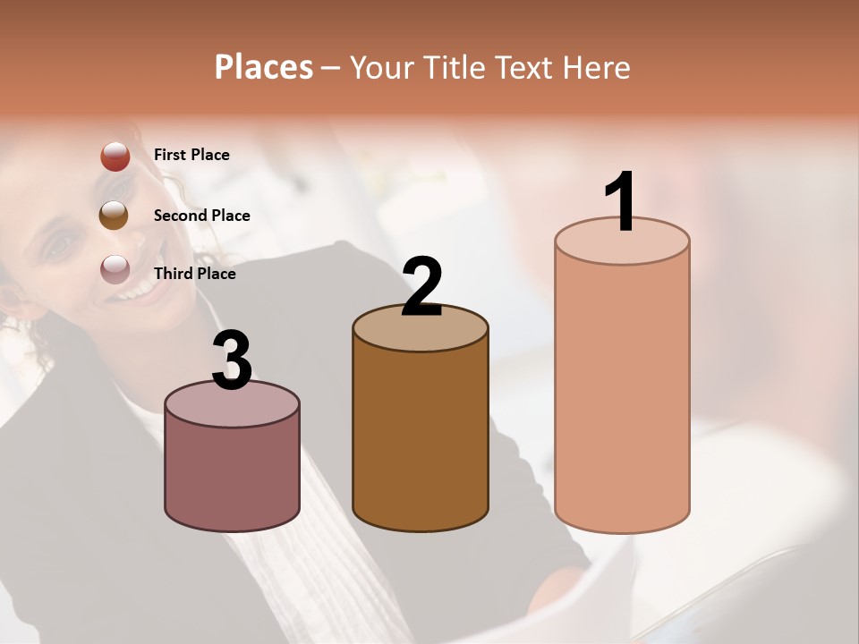 A Woman Sitting At A Desk Talking To A Man PowerPoint Template