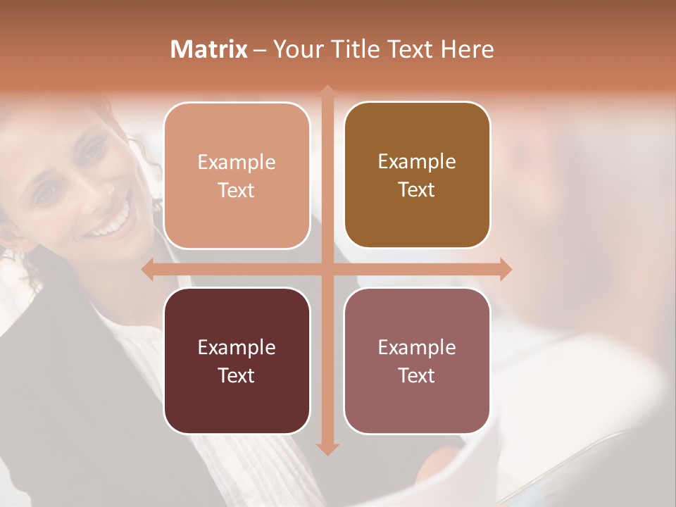 A Woman Sitting At A Desk Talking To A Man PowerPoint Template