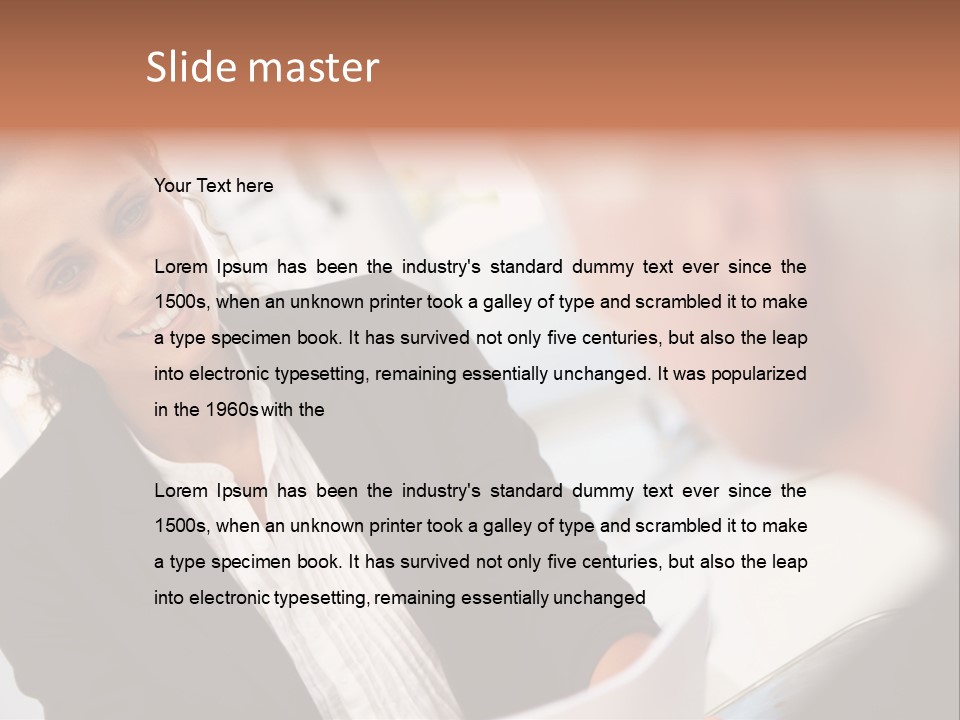 A Woman Sitting At A Desk Talking To A Man PowerPoint Template