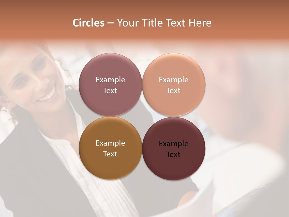 A Woman Sitting At A Desk Talking To A Man PowerPoint Template