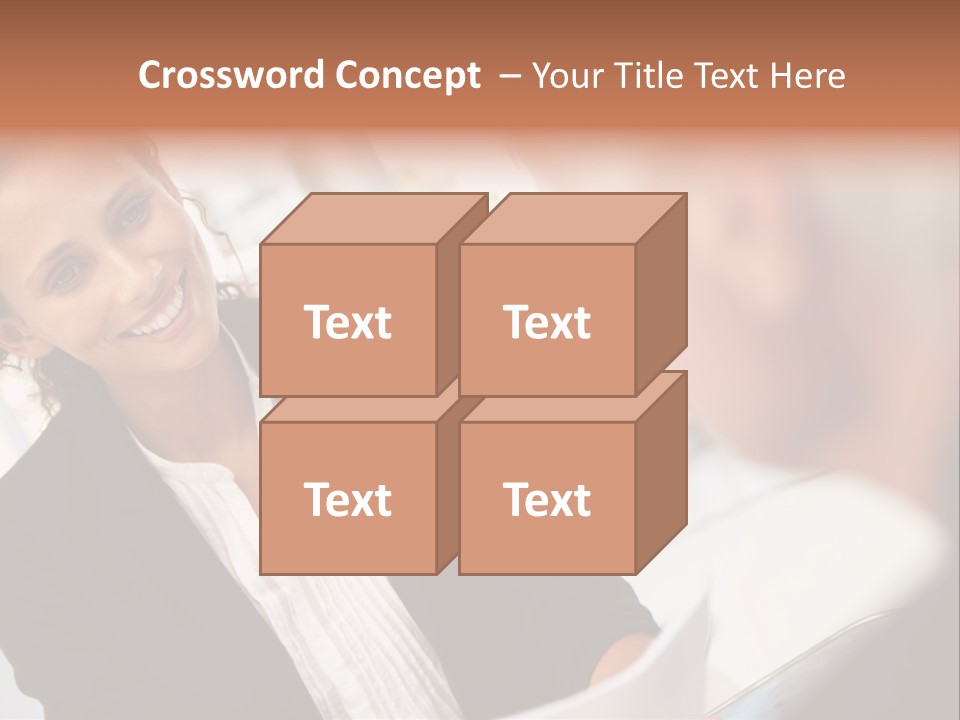 A Woman Sitting At A Desk Talking To A Man PowerPoint Template