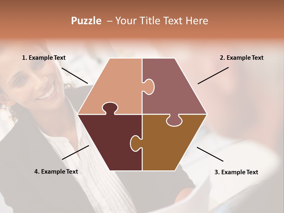 A Woman Sitting At A Desk Talking To A Man PowerPoint Template