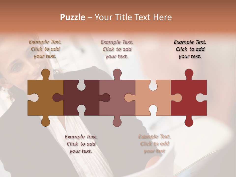 A Woman Sitting At A Desk Talking To A Man PowerPoint Template