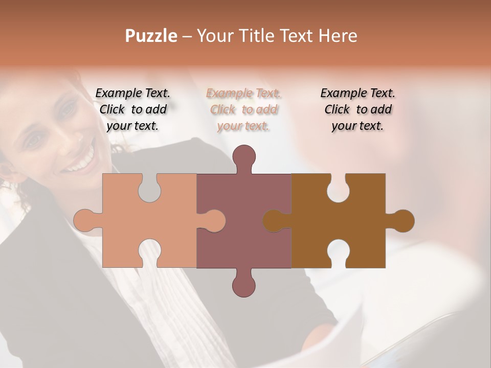 A Woman Sitting At A Desk Talking To A Man PowerPoint Template