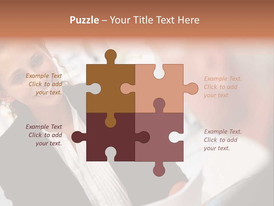 A Woman Sitting At A Desk Talking To A Man PowerPoint Template