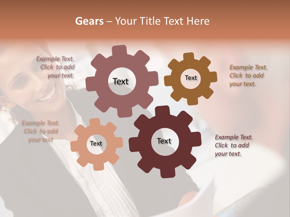 A Woman Sitting At A Desk Talking To A Man PowerPoint Template